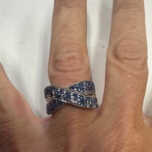 Effy Blue Sapphire Sterling Silver Criss Cross Ring